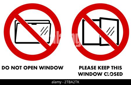 Do not open or keep window closed sign. Version with opening down or to side Stock Vector