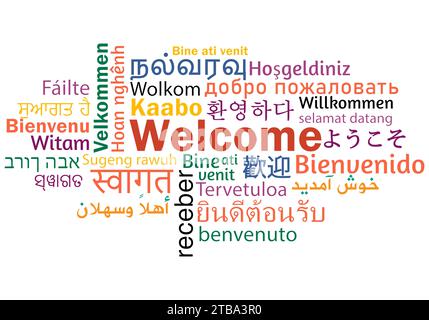 Welcome in Major World Language word cloud vector illustration Stock Vector
