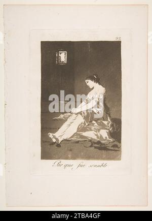 Plate 32 from 'Los Caprichos': Because she was susceptible (Por que fue sensible) 1918 by Goya (Francisco de Goya y Lucientes) Stock Photo