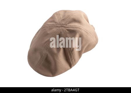 Light brown ascot cap isolated on a white background. Stock Photo