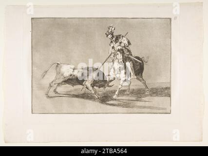 Plate 11 from 'La Tauromaquia': The Cid campeador spearing another bull 1921 by Goya (Francisco de Goya y Lucientes) Stock Photo