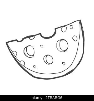 Cheese isolated on a white background, Hand drawn cheese outline vector illustration. Cheese sketch, doodle collection Stock Vector