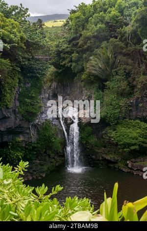 ʻOheʻo Gulch waterfall in Haleakalā National Park, Kipahulu District Stock Photo