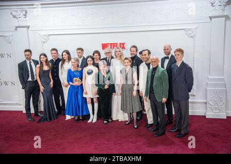 London, UK. 05th Dec, 2023. James Murray, Beau Gadsdon, Dominic West, Meg Bellamy, Ed McVey, Marcia Warren, Claudia Harrison, Madeleine Arthur, Jonathan Pryce, Imelda Staunton, Elizabeth Debicki, Lesley Manville, Bertie Carvel, Olivia Williams, Khalid Abdalla, Salim Daw, Sebastian Blunt and Luther Ford attend 'The Crown' Finale Celebration at The Royal Festival Hall. 'The Crown' Finale Celebration at The Royal Festival Hall. (Photo by Loredana Sangiuliano/SOPA Images/Sipa USA) Credit: Sipa USA/Alamy Live News Stock Photo