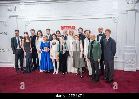 London, UK. 05th Dec, 2023. James Murray, Beau Gadsdon, Dominic West, Meg Bellamy, Ed McVey, Marcia Warren, Claudia Harrison, Madeleine Arthur, Jonathan Pryce, Imelda Staunton, Elizabeth Debicki, Lesley Manville, Bertie Carvel, Olivia Williams, Khalid Abdalla, Salim Daw, Sebastian Blunt and Luther Ford attend 'The Crown' Finale Celebration at The Royal Festival Hall. 'The Crown' Finale Celebration at The Royal Festival Hall. Credit: SOPA Images Limited/Alamy Live News Stock Photo