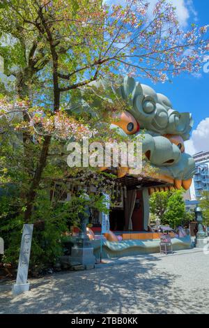 Namba Yasaka-jinja one of Osaka’s most distinctive places of worship with gigantic lion head-shape building with huge open mouth that swallows evil sp Stock Photo