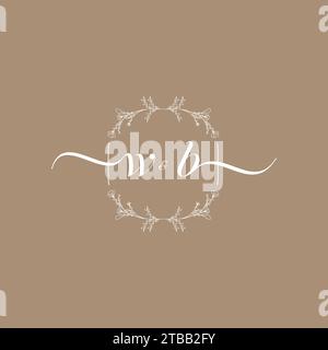 WB handwriting logo of initial signature, wedding and fashion concept design Stock Vector