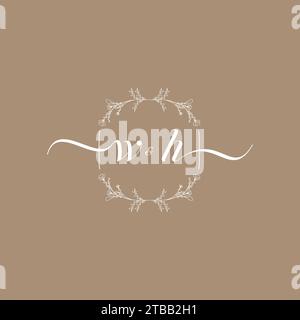 WH handwriting logo of initial signature, wedding and fashion concept design Stock Vector