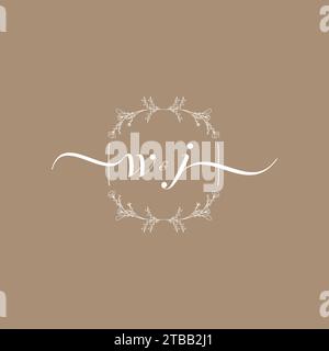 WJ handwriting logo of initial signature, wedding and fashion concept design Stock Vector