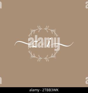 ZI handwriting logo of initial signature, wedding and fashion concept design Stock Vector