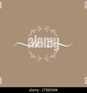 AZ handwriting logo of initial signature, wedding and fashion concept design Stock Vector