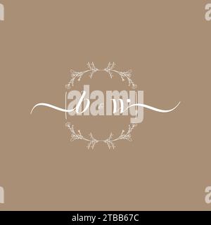 BW handwriting logo of initial signature, wedding and fashion concept design Stock Vector