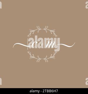 CM handwriting logo of initial signature, wedding and fashion concept design Stock Vector