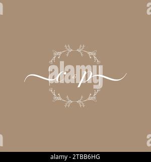 CP handwriting logo of initial signature, wedding and fashion concept design Stock Vector