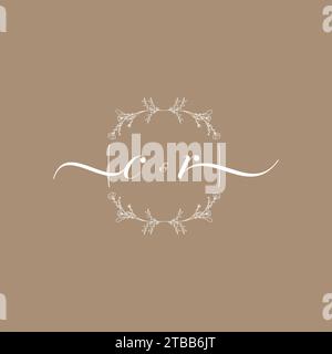 CR handwriting logo of initial signature, wedding and fashion concept design Stock Vector