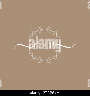 CV handwriting logo of initial signature, wedding and fashion concept design Stock Vector