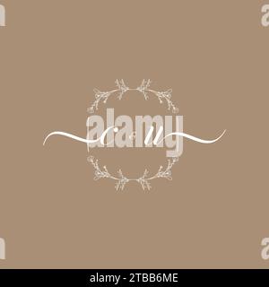 CU handwriting logo of initial signature, wedding and fashion concept design Stock Vector