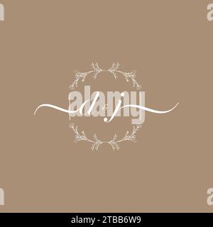 DJ handwriting logo of initial signature, wedding and fashion concept design Stock Vector