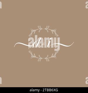 DI handwriting logo of initial signature, wedding and fashion concept design Stock Vector