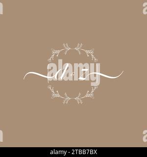 DZ handwriting logo of initial signature, wedding and fashion concept design Stock Vector