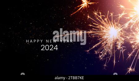 Happy New Year 2024 with Various Colors of Fireworks. Stock Photo - Image  of fireworks, number: 298921498