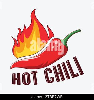 Red hot chili logo design vector illustration, Spicy Pepper logo vector, Red chili logo, Chili pepper logo design. Stock Vector