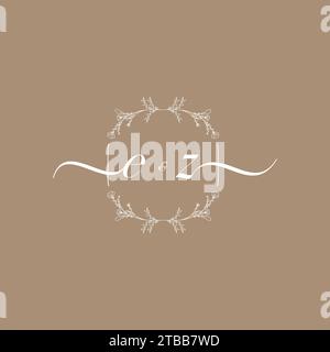 EZ handwriting logo of initial signature, wedding and fashion concept design Stock Vector