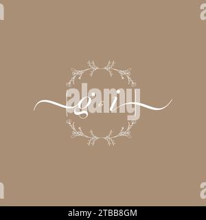 GI handwriting logo of initial signature, wedding and fashion concept design Stock Vector