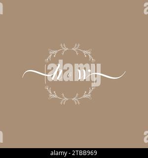 HW handwriting logo of initial signature, wedding and fashion concept design Stock Vector