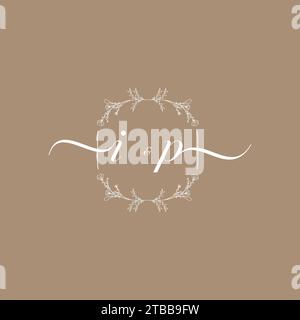 IP handwriting logo of initial signature, wedding and fashion concept design Stock Vector