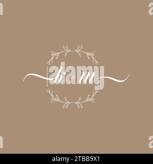 KM handwriting logo of initial signature, wedding and fashion concept design Stock Vector