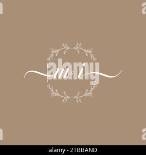 MI handwriting logo of initial signature, wedding and fashion concept design Stock Vector