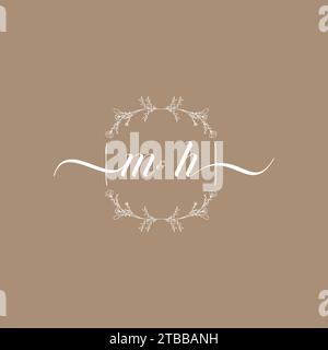 MH handwriting logo of initial signature, wedding and fashion concept design Stock Vector