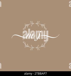 MJ handwriting logo of initial signature, wedding and fashion concept design Stock Vector