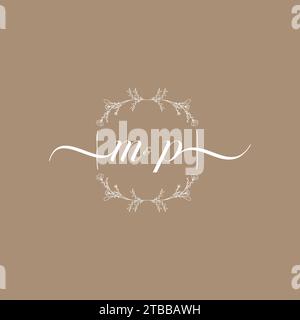 MP handwriting logo of initial signature, wedding and fashion concept design Stock Vector