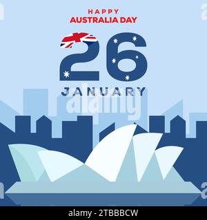flat design happy australia day 26 january illustration Stock Vector