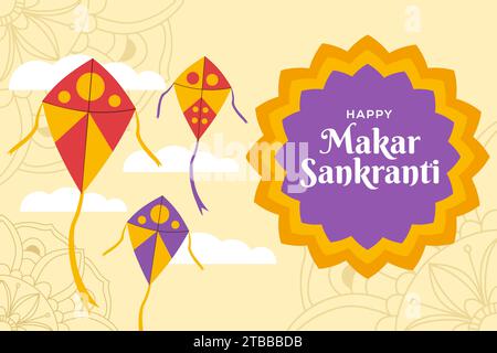 vector Happy Makar Sankranti background illustration Stock Vector
