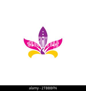 peacock lotus logo simple. Lotus vector Illustration Stock Vector