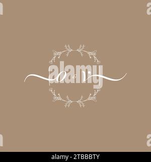 OV handwriting logo of initial signature, wedding and fashion concept design Stock Vector