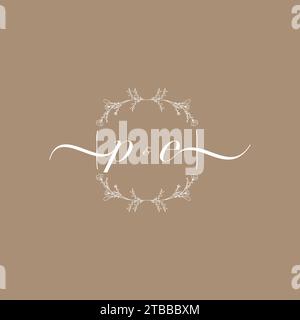 PE handwriting logo of initial signature, wedding and fashion concept design Stock Vector
