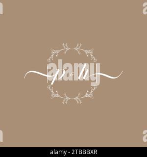 PH handwriting logo of initial signature, wedding and fashion concept design Stock Vector