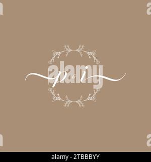 PI handwriting logo of initial signature, wedding and fashion concept design Stock Vector