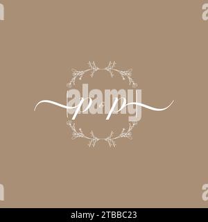 PP handwriting logo of initial signature, wedding and fashion concept design Stock Vector