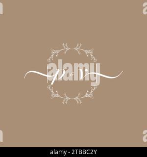 PV handwriting logo of initial signature, wedding and fashion concept design Stock Vector