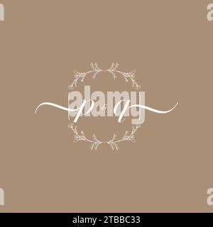 PQ handwriting logo of initial signature, wedding and fashion concept design Stock Vector