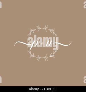 PU handwriting logo of initial signature, wedding and fashion concept design Stock Vector