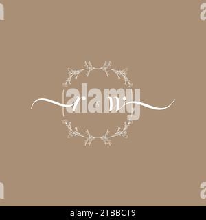 RW handwriting logo of initial signature, wedding and fashion concept design Stock Vector
