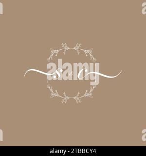 SC handwriting logo of initial signature, wedding and fashion concept design Stock Vector