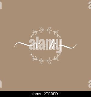 VK handwriting logo of initial signature, wedding and fashion concept design Stock Vector
