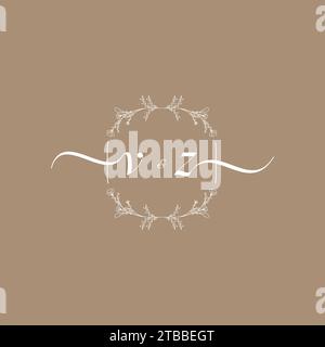 VZ handwriting logo of initial signature, wedding and fashion concept design Stock Vector